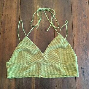 Cider Green Bralette Top Large Zip Back‎ Textured